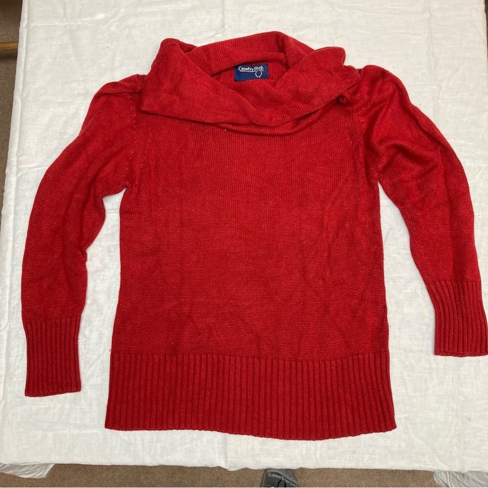 Classic Red Silk & Cashmere Cowl Neck Sweater